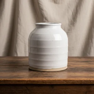 Vase - Rustikk Hvit med natur farget bunn