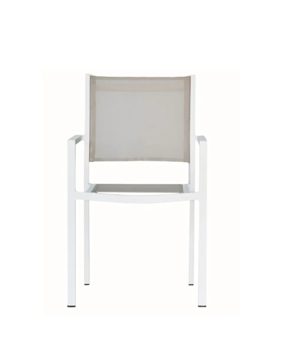 Aria Stol Hvit ramme, taupe texfil - Image 3