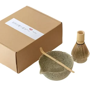 Matcha te-sett i keramikk – 4 deler med bolle og skje | Perfekt som gave og til te-seremonier