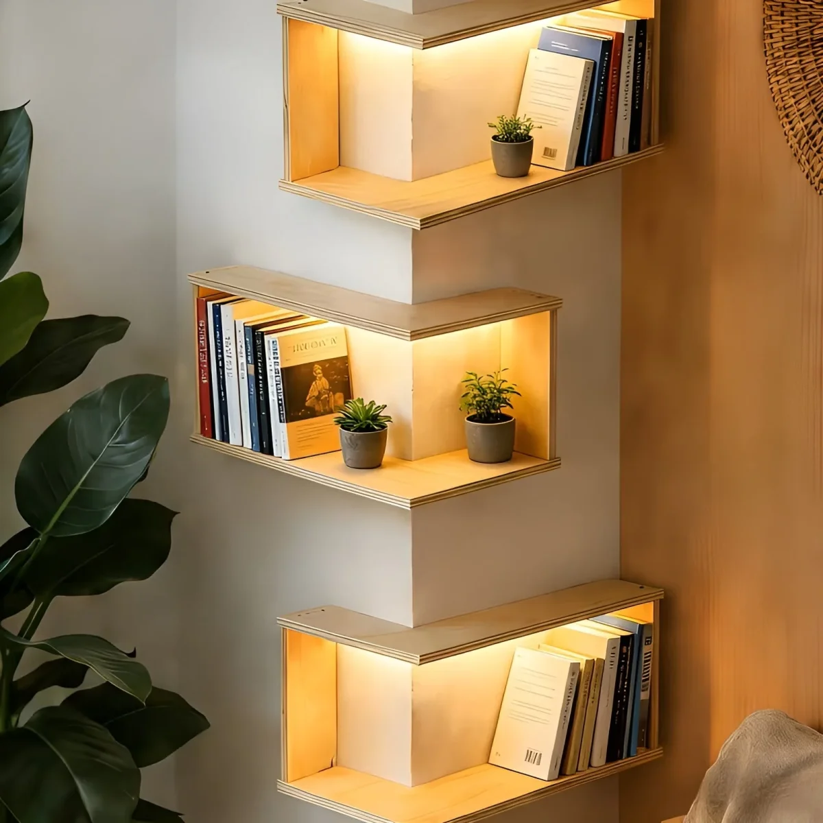 Hjørnehylle 90° – Plassbesparende Vegghylle | Perfekt for Planter, Bøker og Dekor - Image 4