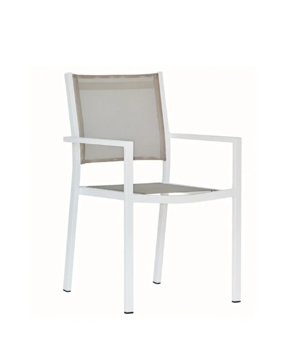Aria Stol Hvit ramme, taupe texfil - Image 2