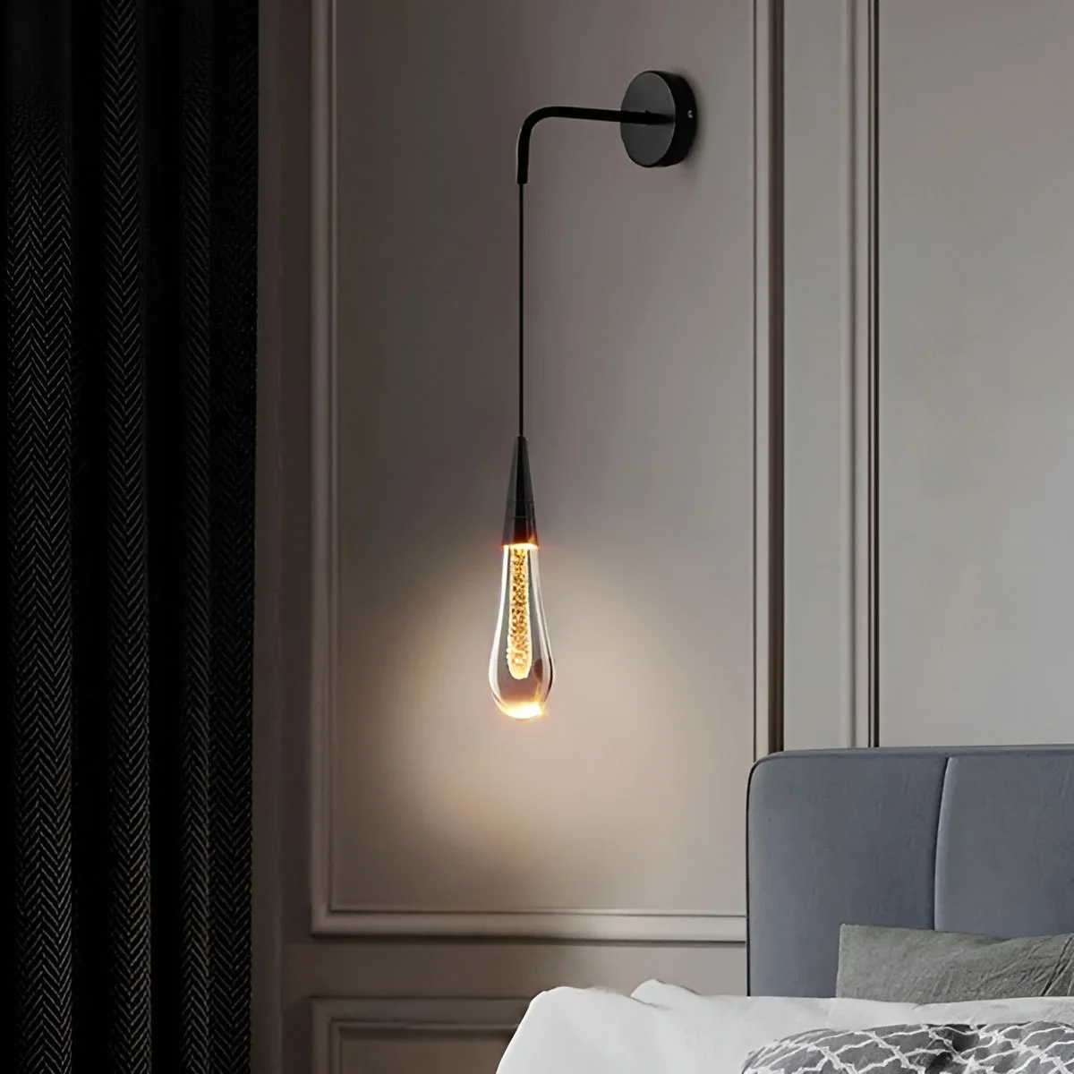 Glitrende Regndråper Krystallpendellampe – Stilig Og Elegant Vegglampe Perfekt For Soverommet - Image 7