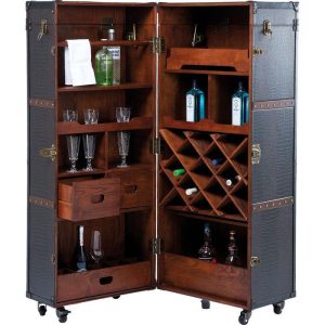 Barskap Cabinet Globetrotter Svart Brun 154cm