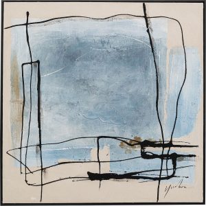 Bilde Med Ramme Støv Blå 100x100cm