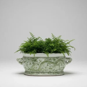 Blomsterpotte - Hvit og Grønn Drage Jardinière