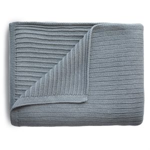 Mushie strikket babyteppe - Ribbed Smoke