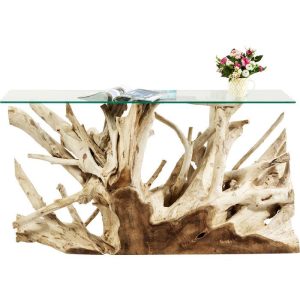 Konsollbord Roots Understell Rot/Bordplate Glass 80x150cm