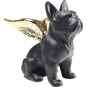 Skulptur Bulldog Angel Dog Dekorfigur Sittende Hund
