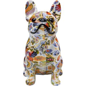 Skulptur Bulldog French Dekor Sittende Hund Graffiti