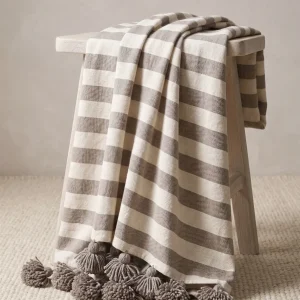 Pledd / Sengeteppe - Greige Striper