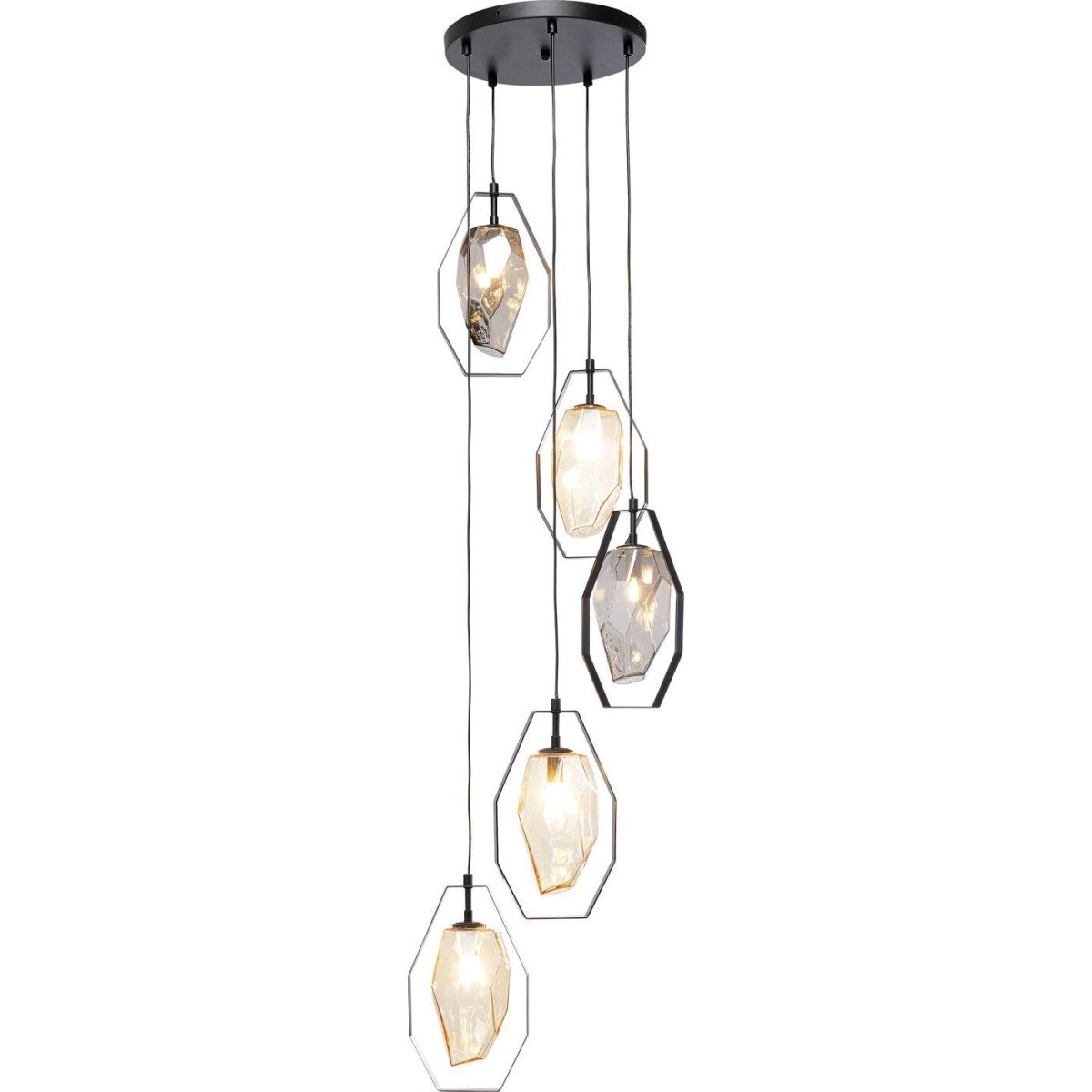 Taklampe Pendel Diamond Fever Spiral Sort 42cm