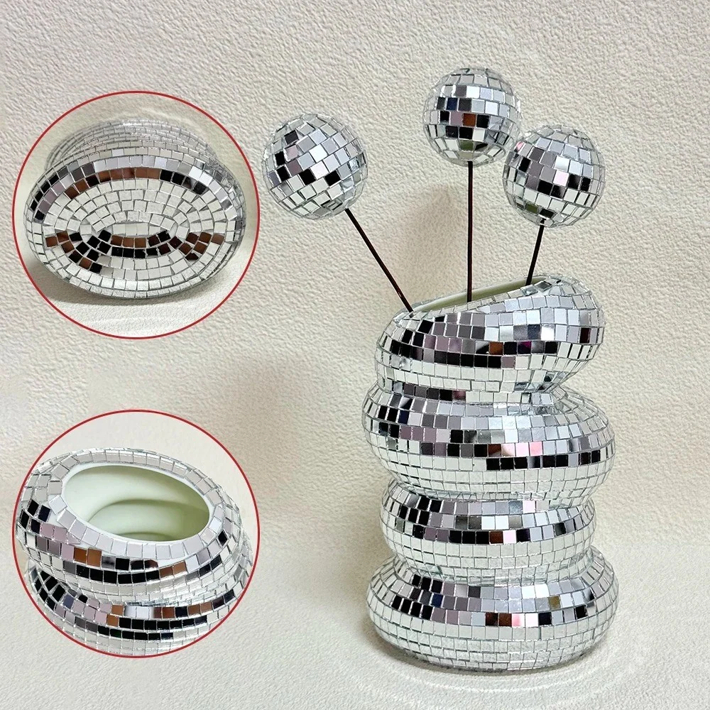 Diskokulevase –Retro Stil Speilflisevase for Hjemmedekorasjon - Image 6