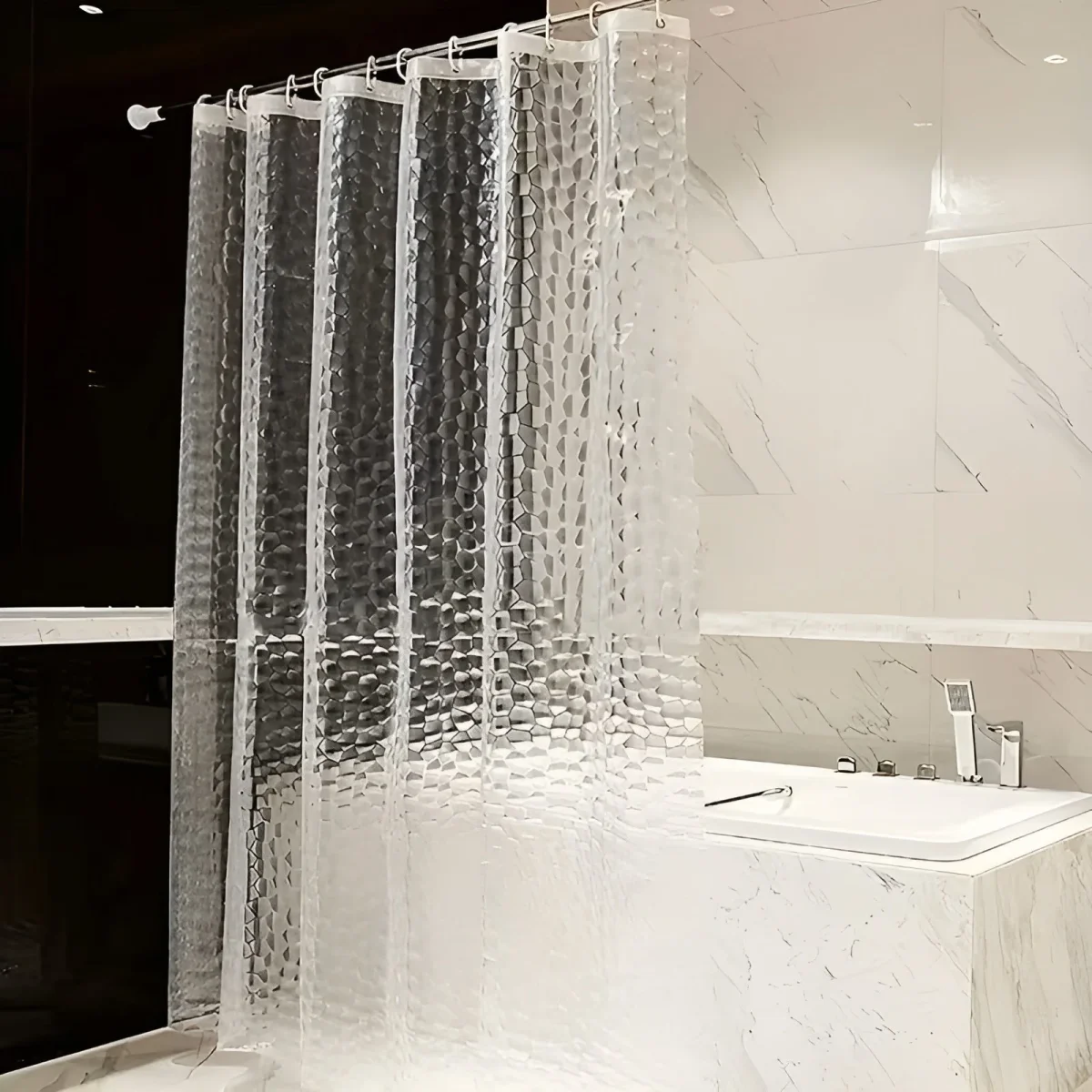Dusjforheng med Vannmønster – Halvtransparent og Lettstelt | Moderne Dekor til Badet - Image 5