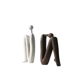 Skulptursett i Kunstharpiks (2 stk) – Moderne og Dekorative Menneskefigurer | Perfekt for Hylle og Stue