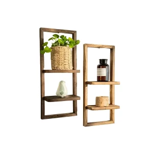 Tre-vegghyller For Blomsterpotter – Rustikk Design Med Dobbelt Lag | Dekorativt For Stuen Og Balkongen