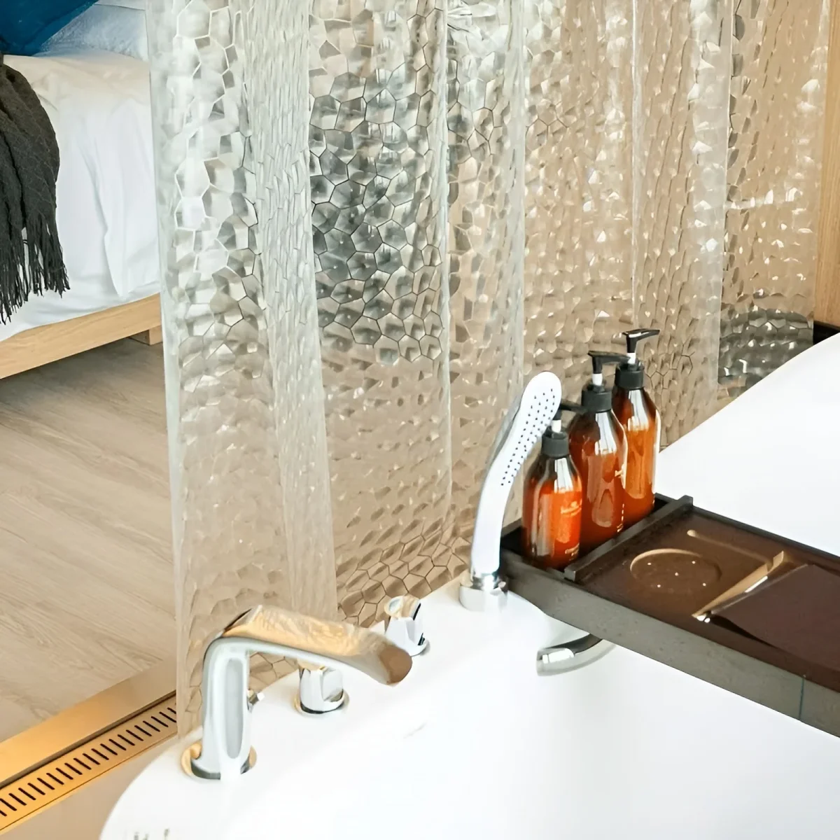 Dusjforheng med Vannmønster – Halvtransparent og Lettstelt | Moderne Dekor til Badet - Image 6