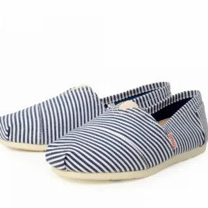 Håndlaget Espadrilles Blå & Hvit striper - Made in France