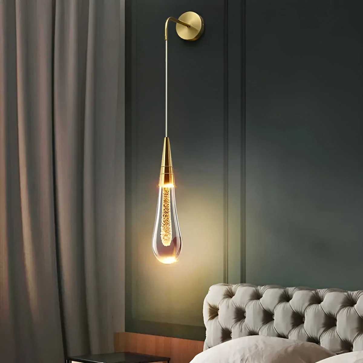Glitrende Regndråper Krystallpendellampe – Stilig Og Elegant Vegglampe Perfekt For Soverommet - Image 5