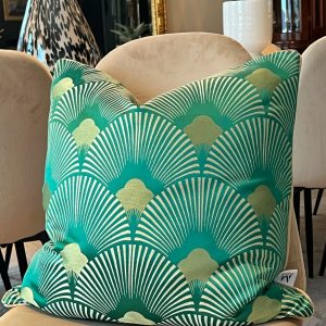 Putetrekk Green Fan 50×50 cm – Stilfullt mønstret tekstil for hjemmet