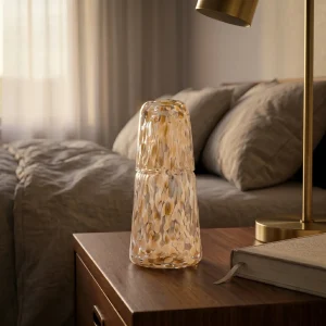 Karaffel med Glass - 'Night Service' med gull-farget mønster