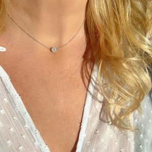 Diamanthalsbånd hvitt gull invisible setting 0,28 ct